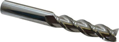 Accupro - 1/2", 2" LOC, 1/2" Shank Diam, 4" OAL, 3 Flute, Solid Carbide Square End Mill - Single End, Uncoated, Spiral Flute, 40° Helix, Centercutting, Right Hand Cut, Right Hand Flute - Eagle Tool & Supply