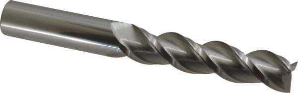 Accupro - 3/4", 3-1/4" LOC, 3/4" Shank Diam, 6" OAL, 3 Flute, Solid Carbide Square End Mill - Single End, Uncoated, Spiral Flute, 40° Helix, Centercutting, Right Hand Cut, Right Hand Flute - Eagle Tool & Supply