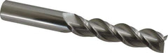 Accupro - 3/4", 3-1/4" LOC, 3/4" Shank Diam, 6" OAL, 3 Flute, Solid Carbide Square End Mill - Single End, Uncoated, Spiral Flute, 40° Helix, Centercutting, Right Hand Cut, Right Hand Flute - Eagle Tool & Supply