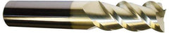 Accupro - 5/8", 1-1/4" LOC, 5/8" Shank Diam, 3-1/2" OAL, 3 Flute, Solid Carbide Square End Mill - Single End, ZrN Finish, Spiral Flute, 40° Helix, Centercutting, Right Hand Cut, Right Hand Flute - Eagle Tool & Supply