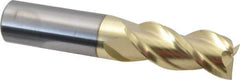 Accupro - 3/4", 1-5/8" LOC, 3/4" Shank Diam, 4" OAL, 3 Flute, Solid Carbide Square End Mill - Single End, ZrN Finish, Spiral Flute, 40° Helix, Centercutting, Right Hand Cut, Right Hand Flute - Eagle Tool & Supply