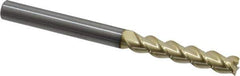 Accupro - 1/4", 1-1/4" LOC, 1/4" Shank Diam, 3" OAL, 3 Flute, Solid Carbide Square End Mill - Single End, ZrN Finish, Spiral Flute, 40° Helix, Centercutting, Right Hand Cut, Right Hand Flute - Eagle Tool & Supply