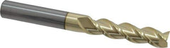 Accupro - 3/8", 1-1/2" LOC, 3/8" Shank Diam, 3-1/2" OAL, 3 Flute, Solid Carbide Square End Mill - Single End, ZrN Finish, Spiral Flute, 40° Helix, Centercutting, Right Hand Cut, Right Hand Flute - Eagle Tool & Supply