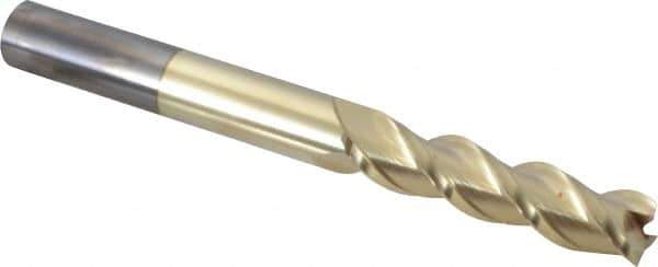 Accupro - 5/8", 2-1/2" LOC, 5/8" Shank Diam, 6" OAL, 3 Flute, Solid Carbide Square End Mill - Single End, ZrN Finish, Spiral Flute, 40° Helix, Centercutting, Right Hand Cut, Right Hand Flute - Eagle Tool & Supply