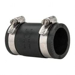 Made in USA - 1-1/4" PVC Flexible Pipe Coupling with Clamp - 3-1/2" Long, Pipe x Pipe, Stainless Steel Clamp - Eagle Tool & Supply