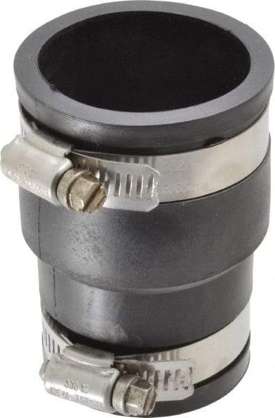 Made in USA - 1-1/2 x 1-1/4" PVC Flexible Pipe Coupling with Clamp - 3-1/2" Long, Pipe x Pipe, Stainless Steel Clamp - Eagle Tool & Supply