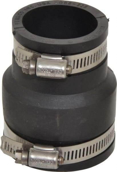Made in USA - 2 x 1-1/2" PVC Flexible Pipe Coupling with Clamp - 3-1/2" Long, Pipe x Pipe, Stainless Steel Clamp - Eagle Tool & Supply