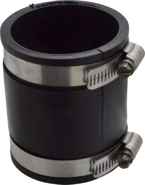 Made in USA - 2" PVC Flexible Pipe Coupling with Clamp - 3-1/2" Long, Pipe x Pipe, Stainless Steel Clamp - Eagle Tool & Supply