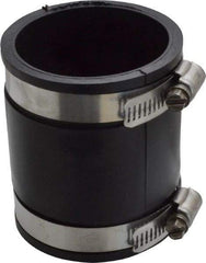 Made in USA - 2" PVC Flexible Pipe Coupling with Clamp - 3-1/2" Long, Pipe x Pipe, Stainless Steel Clamp - Eagle Tool & Supply