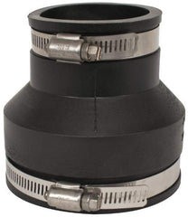 Made in USA - 3 x 2" PVC Flexible Pipe Coupling with Clamp - 4" Long, Pipe x Pipe, Stainless Steel Clamp - Eagle Tool & Supply
