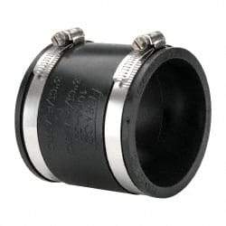 Made in USA - 3" PVC Flexible Pipe Coupling with Clamp - 4" Long, Pipe x Pipe, Stainless Steel Clamp - Eagle Tool & Supply