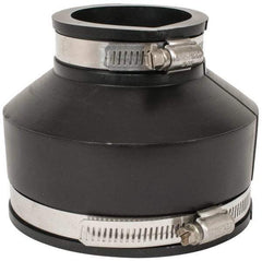 Made in USA - 4 x 2" PVC Flexible Pipe Coupling with Clamp - 4" Long, Pipe x Pipe, Stainless Steel Clamp - Eagle Tool & Supply