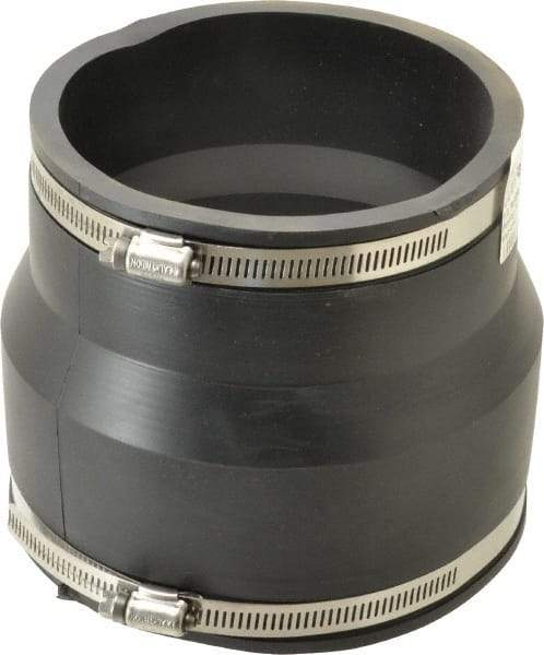 Made in USA - 6 x 5" PVC Flexible Pipe Coupling with Clamp - 6" Long, Pipe x Pipe, Stainless Steel Clamp - Eagle Tool & Supply