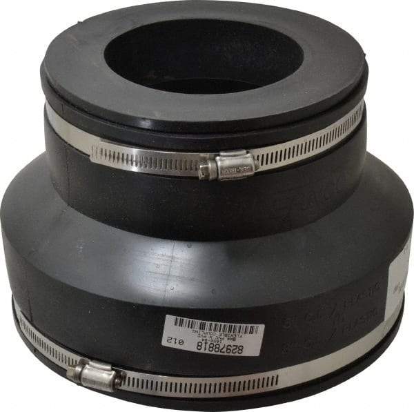 Made in USA - 8 x 4" PVC Flexible Pipe Coupling with Clamp - 6" Long, Pipe x Pipe, Stainless Steel Clamp - Eagle Tool & Supply