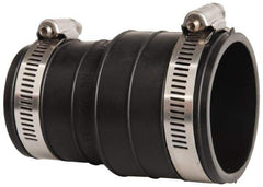 Made in USA - 1-1/2" PVC Flexible Pipe Coupling with Clamp - 4" Long, Socket x Pipe, Stainless Steel Clamp - Eagle Tool & Supply