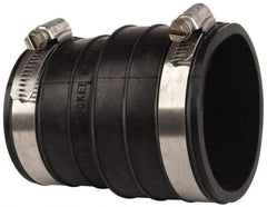 Made in USA - 2" PVC Flexible Pipe Coupling with Clamp - 4" Long, Socket x Pipe, Stainless Steel Clamp - Eagle Tool & Supply
