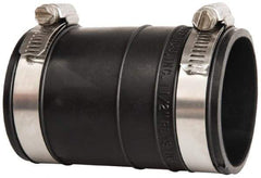 Made in USA - 1-1/2" PVC Flexible Pipe Coupling with Clamp - 4" Long, Socket x Socket, Stainless Steel Clamp - Eagle Tool & Supply