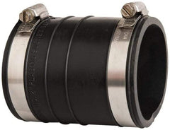 Made in USA - 2" PVC Flexible Pipe Coupling with Clamp - 4" Long, Socket x Socket, Stainless Steel Clamp - Eagle Tool & Supply
