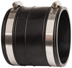 Made in USA - 3" PVC Flexible Pipe Coupling with Clamp - 4" Long, Socket x Socket, Stainless Steel Clamp - Eagle Tool & Supply