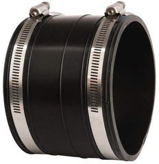 Made in USA - 4" PVC Flexible Pipe Coupling with Clamp - 4" Long, Socket x Socket, Stainless Steel Clamp - Eagle Tool & Supply