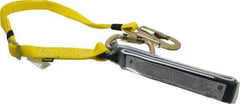 Gemtor - 6' Long, 350 Lb Capacity, 1 Leg Locking Snap Hook Harness Shock Absorbing Lanyard - Polyester Webbing, Carabiner Anchorage Connection - Eagle Tool & Supply