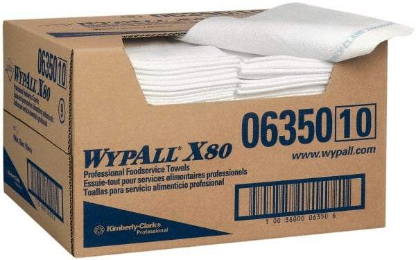 WypAll - 1/4 Fold Food Service Wipes - Box, 24" x 13-1/2" Sheet Size, Blue & White - Eagle Tool & Supply