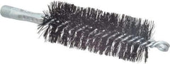 Schaefer Brush - 4-1/2" Brush Length, 1-3/4" Diam, Double Stem, Double Spiral Tube Brush - 7-1/2" Long, Tempered Steel Wire, 1/4" NPT Male Connection - Eagle Tool & Supply