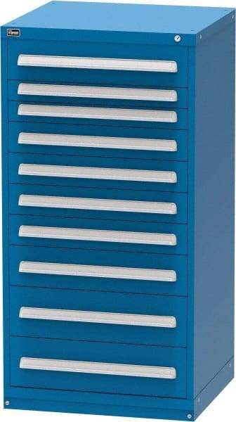 Vidmar - 10 Drawer, Modular Storage Cabinet - Steel, 30" Wide x 27-3/4" Deep x 59" High, Blue - Eagle Tool & Supply