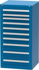 Vidmar - 10 Drawer, Modular Storage Cabinet - Steel, 30" Wide x 27-3/4" Deep x 59" High, Blue - Eagle Tool & Supply