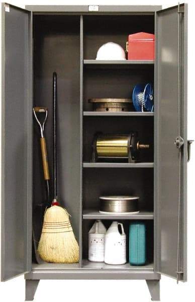 Strong Hold - 4 Shelf Locking Storage Cabinet - Steel, 72" Wide x 24" Deep x 78" High, Dark Gray - Eagle Tool & Supply