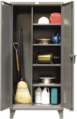Strong Hold - 4 Shelf Locking Storage Cabinet - Steel, 72" Wide x 24" Deep x 78" High, Dark Gray - Eagle Tool & Supply