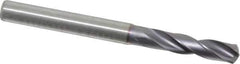 Kennametal - 5.4991mm 140° Spiral Flute Solid Carbide Screw Machine Drill Bit - Multilayer TiAlN Finish, Right Hand Cut, 28mm Flute Length, 66mm OAL, Standard Point, Straight Shank - Eagle Tool & Supply