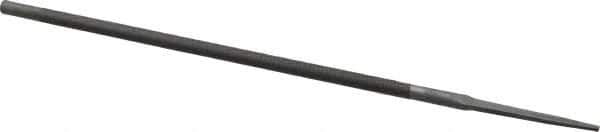 Nicholson - 8" Long, Smooth Cut, Round American-Pattern File - Double Cut, 1/4" Overall Thickness, Tang - Eagle Tool & Supply