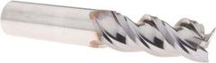Niagara Cutter - 1/2", 1-1/4" LOC, 1/2" Shank Diam, 3" OAL, 3 Flute, Solid Carbide Square End Mill - Single End, TiCN Finish, Spiral Flute, 45° Helix, Centercutting, Right Hand Cut, Right Hand Flute, Series A345 - Eagle Tool & Supply