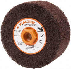 WALTER Surface Technologies - 4-1/2" Diam Aluminum Oxide Unmounted Flap Wheel - 5/8" Hole, 5/8-11 Thread, 2" Wide, Nonwoven, Coarse Grade, 3,800 Max RPM - Eagle Tool & Supply