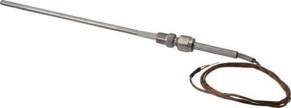 Thermo Electric - 0 to 2012°F, K Pipe Fitting, Thermocouple Probe - 6 Ft. Cable Length, Stripped Ends, 9 Sec Response Time - Eagle Tool & Supply