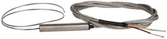 Thermo Electric - 0 to 2012°F, K Flexible, Thermocouple Probe - 3 Ft. Cable Length, Stripped Ends, 12 Inch Probe Sheath Length, 4 Sec Response Time - Eagle Tool & Supply