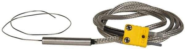 Thermo Electric - 0 to 2012°F, K Flexible, Thermocouple Probe - 3 Ft. Cable Length, Mini Connector, 12 Inch Probe Sheath Length, 4 Sec Response Time - Eagle Tool & Supply