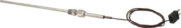 Thermo Electric - 0 to 1600°F, J Pipe Fitting, Thermocouple Probe - 6 Ft. Cable Length, Mini Connector, 9 Sec Response Time - Eagle Tool & Supply