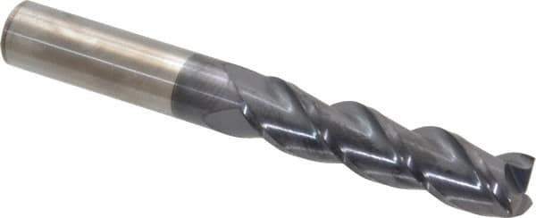 Accupro - 3/4", 3" LOC, 3/4" Shank Diam, 6" OAL, 3 Flute, Solid Carbide Square End Mill - Single End, AlTiN Finish, Spiral Flute, 40° Helix, Centercutting, Right Hand Cut, Right Hand Flute - Eagle Tool & Supply