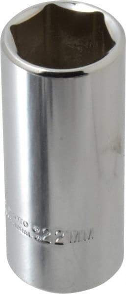 Proto - 3/8" Drive, Deep Hand Socket - 6 Points, 2-3/4" OAL, Chrome Finish - Eagle Tool & Supply