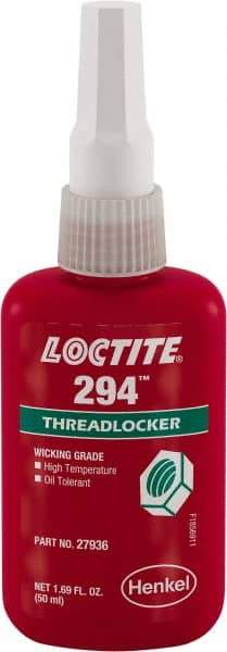 Loctite - 50 mL, Green, High Strength Liquid Threadlocker - 24 hr Full Cure Time - Eagle Tool & Supply