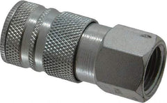 Coilhose Pneumatics - 1/2 Female NPT Industrial Pneumatic Hose Coupler - Plated Steel, 3/8" Body Diam - Eagle Tool & Supply