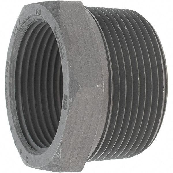 Made in USA - Size 1-1/2 x 1-1/4", Class 3,000, Forged Carbon Steel Black Pipe Hex Bushing - 3,000 psi, Threaded End Connection - Eagle Tool & Supply