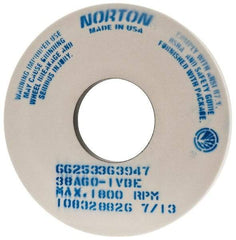 Norton - 14" Diam x 5" Hole x 1" Thick, I Hardness, 60 Grit Surface Grinding Wheel - Aluminum Oxide, Type 1, Medium Grade, 1,800 Max RPM, Vitrified Bond, No Recess - Eagle Tool & Supply