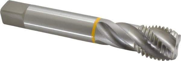 Emuge - 1-1/4 - 7 UNC 4 Flute 2B Modified Bottoming Spiral Flute Tap - Cobalt, Bright Finish, 7.087" OAL, Right Hand Flute, Right Hand Thread, Series Enorm - Eagle Tool & Supply