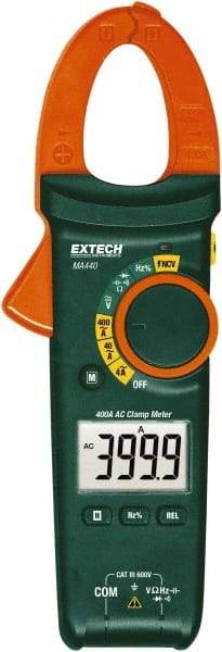 Extech - MA440, CAT III, Digital Auto Ranging Clamp Meter with 1.18" Clamp On Jaws - 600 VAC/VDC, 400 AC Amps, Measures Voltage, Capacitance, Current, Frequency, Resistance - Eagle Tool & Supply