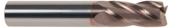 SGS - 15/32", 1" LOC, 1/2" Shank Diam, 3" OAL, 4 Flute, Solid Carbide Square End Mill - Single End, TiCN Finish, Spiral Flute, 30° Helix, Centercutting, Right Hand Cut, Right Hand Flute, Series 1 - Eagle Tool & Supply