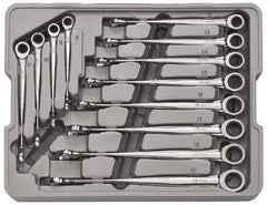 GearWrench - 12 Piece, 8mm to 19mm, 12 Point Combination Wrench Set - Metric Measurement Standard, Full Polish Finish, Comes in Plastic Tray - Eagle Tool & Supply