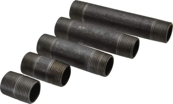 Made in USA - 66 Piece, 3/4" Pipe, Black Finished Steel Pipe Nipple Set - Schedule 40, (6) Close, (6) 1-1/2, (6) 2, (6) 2-1/2, (6) 3, (6) 3-1/2, (6) 4, (6) 4-1/2, (6) 5, (6) 5-1/2, (6) 6 - Eagle Tool & Supply